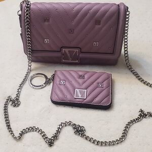 Victoria's Secret Purple Quilted Crossbody Bag Set